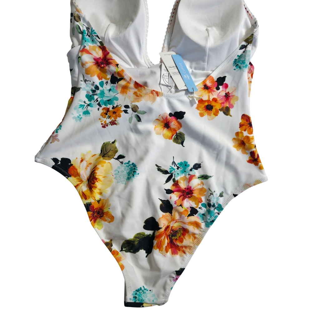 Cupshe Floral One Piece Swimsuit XL Women Halter Tie Waist Beach NWT - Picture 8 of 10
